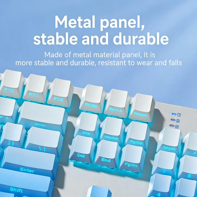 Alt view image 3 of 5 - HP GK400F Mechanical Gaming Keyboard, 104 Keys Wired Keyboard with Brown Switches, Mixed Lighting, Double-Shot ABS Keycaps, for Desktop and Laptop (Glacier Blue)