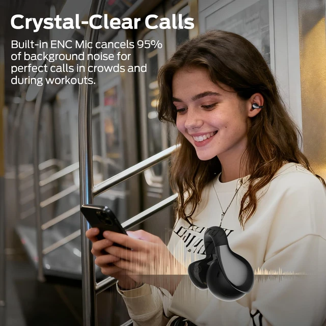 Alt view image 4 of 5 - Oraolo Open Ear AC225 Earbuds, Stereo Sound, Bluetooth 6.0 Open Ear Headphones, Lightweight Comfort Clip-On Earbuds with ENC Mic for Clear Calls, 36H Playtime, Touch Control, IPX6 Waterproof