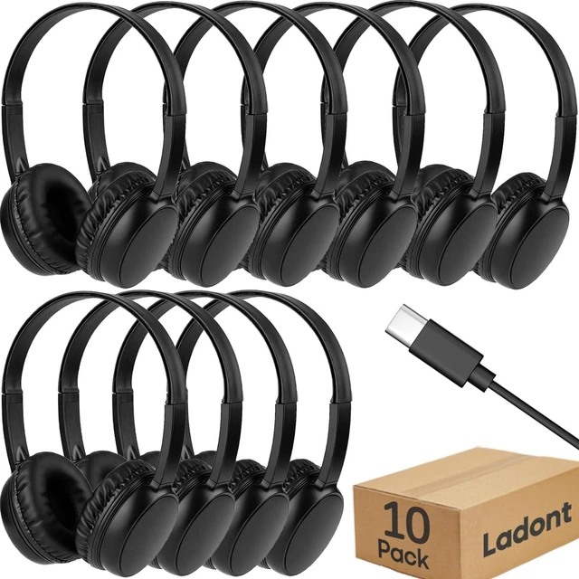Main image of Ladont 10 Pack Bulk Headphones for Kids Classroom School