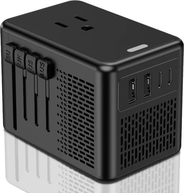 Main image of 220V to 110V Voltage Converter US to Europe for Hair Dryer with Fast Charging 2 USB A 2 USB C, Power Converter Adapter Combo European Travel Converter International Adapter C A I G (Gray)