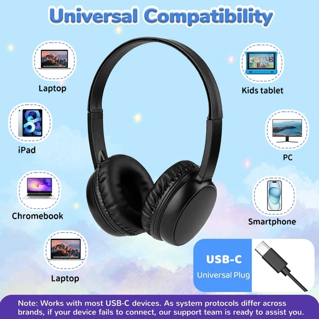 Alt view image 3 of 5 - Ladont 10 Pack Bulk Headphones for Kids Classroom School
