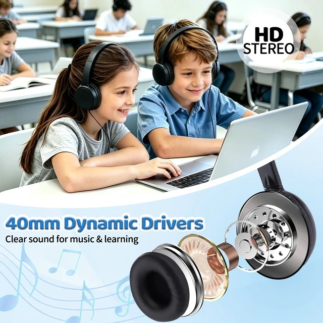 Alt view image 4 of 5 - Ladont 10 Pack Bulk Headphones for Kids Classroom School