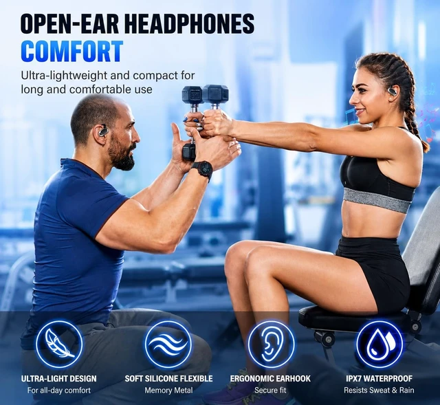 Alt view image 4 of 5 - Open Ear Headphones, NEW Over Ear Earbuds with 4 ENC Noise-Canceling Mic