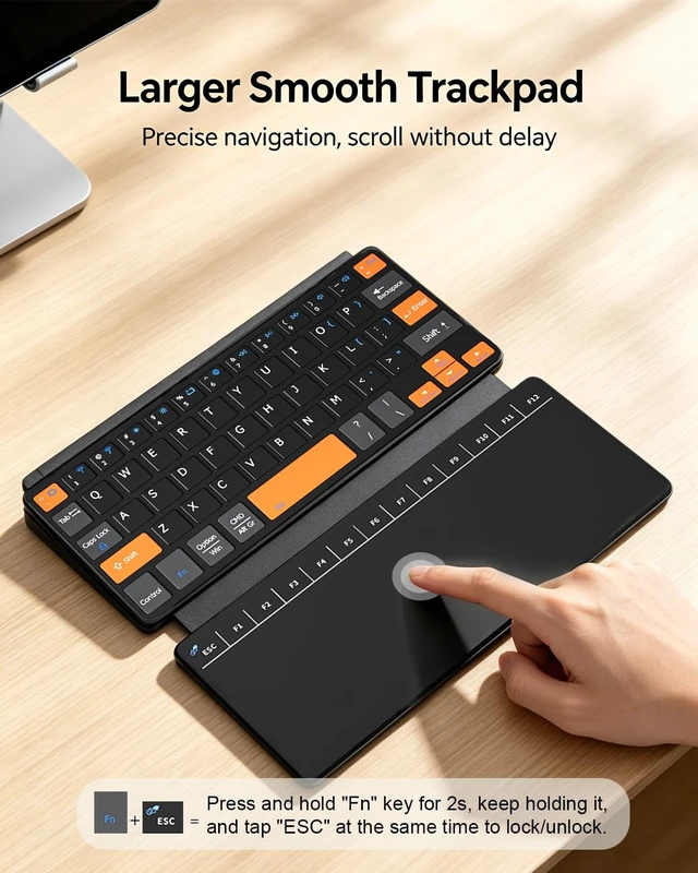 Alt view image 3 of 5 - DOGAIN Mini Wireless Keyboard with Touchpad for Phones, Galaxy Z Fold, iPad