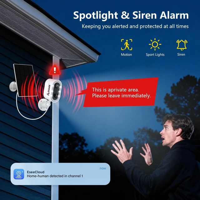 Alt view image 5 of 5 - Anakk Solar Security Cameras Wireless Outdoor