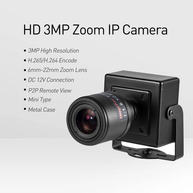Alt view image 2 of 5 - REVOTECH Zoom Mini Security IP Camera, HD 3MP Indoor Camera ONVIIF 6-22mm Manual Zoom Lens P2P Remote View CCTV Video Cam H.265 (I712-2 Black)