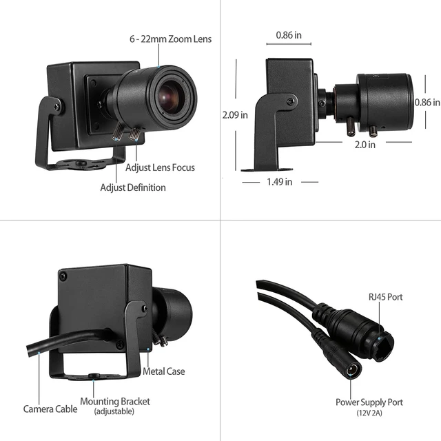 Alt view image 5 of 5 - REVOTECH Zoom Mini Security IP Camera, HD 3MP Indoor Camera ONVIIF 6-22mm Manual Zoom Lens P2P Remote View CCTV Video Cam H.265 (I712-2 Black)