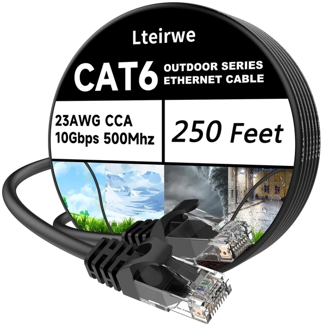 Main image of Lteirwe 250FT Cat6 Ethernet Cable 10Gbps High Speed,Black