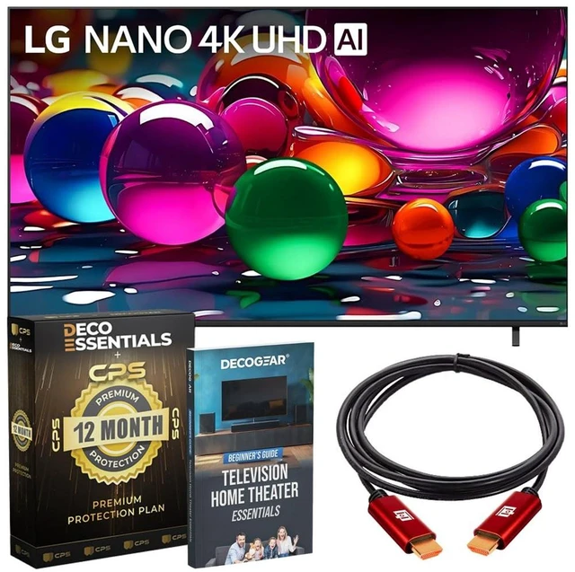 Main image of LG 55-Inch Nano 4K UHD AI NU70 Smart TV (2026) 55NU700BPUA Bundle with 1 YR CPS Enhanced Protection Pack, 6FT 4K HDMI Cable and Deco Gear Home Theater Beginner's Guide