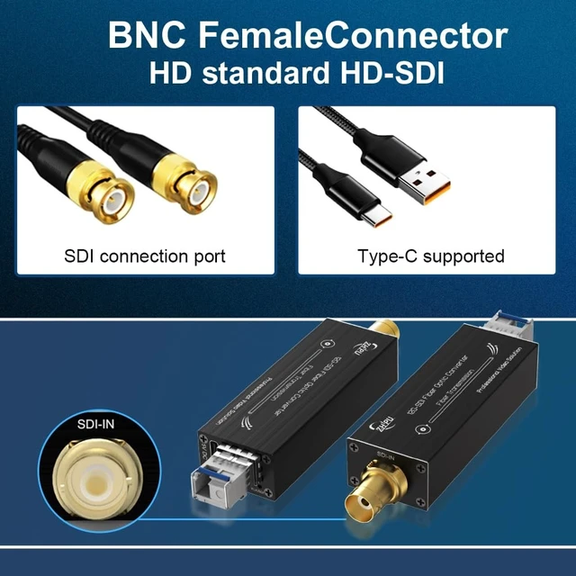 Alt view image 3 of 5 - Mini 12G-SDI Fiber Extender 1CH 20km 4K w/Audio 5V DC for Broadcast/Surveillance
