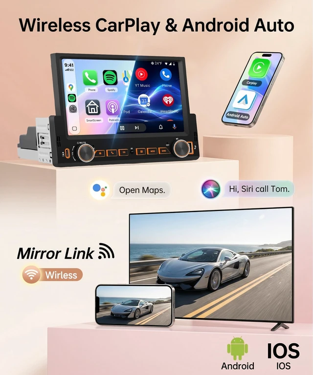 Alt view image 2 of 5 - KYNNT 4G+64G Single Din Car Stereo, 1 Din 7 inch Touch Screen Stereo