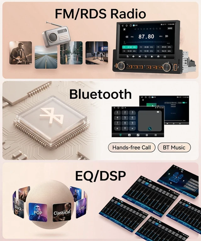 Alt view image 5 of 5 - KYNNT 4G+64G Single Din Car Stereo, 1 Din 7 inch Touch Screen Stereo