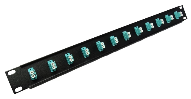 Alt view image 2 of 3 - Ultra Spec Cables 12 Port LC Fiber Patch Panel 10Gb/40Gb Multimode (Aqua Couplers) (Loaded 1u) 19"