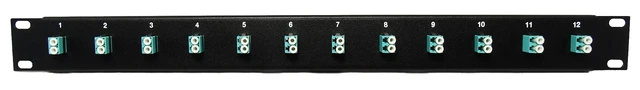 Alt view image 3 of 3 - Ultra Spec Cables 12 Port LC Fiber Patch Panel 10Gb/40Gb Multimode (Aqua Couplers) (Loaded 1u) 19"