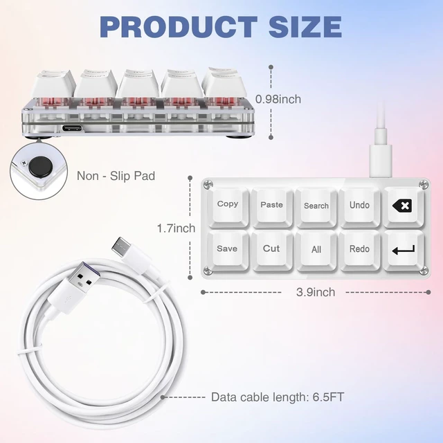 Alt view image 2 of 5 - Mini 10-Key Copy Paste Programmable Keyboard Hotswappable Mechanical Switch
