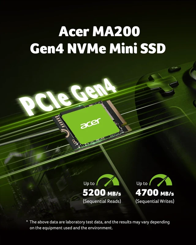 Alt view image 2 of 5 - Acer MA200 M.2 2230 SSD NVMe 1TB, PCIe Gen 4, Read Speeds Up to 5200 MB/s, Great for Steam Deck, Asus ROG Ally, Microsoft Surface Handheld Gaming Devices Storage Expansion - BL.9BWWA.154