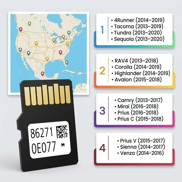 Alt view image 5 of 5 - 2025-2026 Navigation SD Card 86271 0E077 Compatible with Toyota Camry Corolla Highlander Mirai Prius Sequoia Sienna Tacoma Tundra Venza Rav4 4Runner Avalon Sync USA/CAN