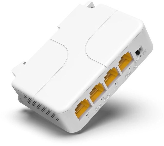 Main image of VIMIN 4-Port Gigabit PoE Extender, 1 in 3 Out Indoor PoE Repeater Support IEEE802.3af/at with 1000Mbps, Extend Additional 100m(328ft), Wall and Din Rail Mount, Plug & Play