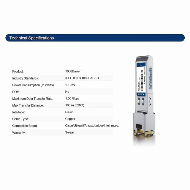 Alt view image 5 of 5 - Alwong 1000Base-T SFP to RJ45 Ethernet Copper Transceiver , Pack of 10