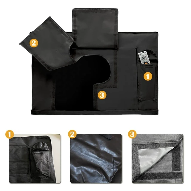 Alt view image 2 of 5 - Outdoor Waterproof TV Cover 30-32" Universal Weatherproof Dustproof Black Flat Screen Cover with Remote Control Pocket Patio Television Protector for Outside LCD LED OLED TV Screens (30-32", Black)