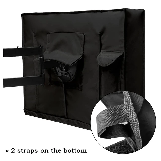 Alt view image 3 of 5 - Outdoor Waterproof TV Cover 30-32" Universal Weatherproof Dustproof Black Flat Screen Cover with Remote Control Pocket Patio Television Protector for Outside LCD LED OLED TV Screens (30-32", Black)