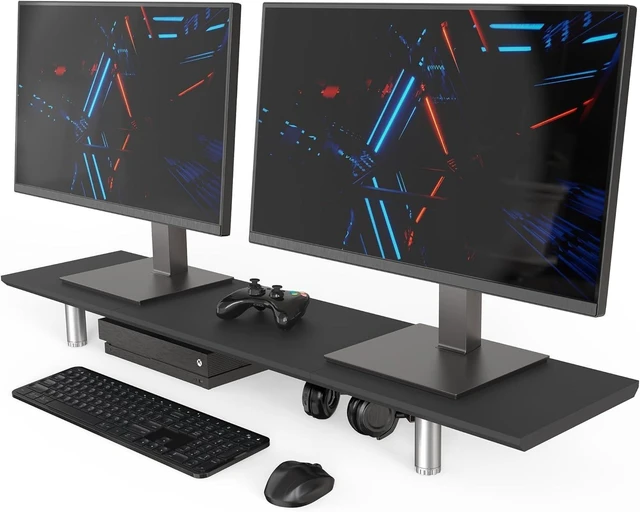 Main image of Fenge 39.4 Dual Monitor Stand with Height Adjustable Legs, Black