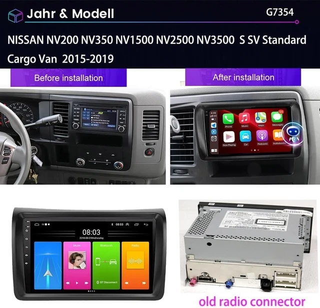 Alt view image 2 of 5 - 9 inch HD Touch Screen Car Stereo with Wireless Apple Carplay & Android Auto, Bluetooth,Mirror Link, SWC, FM Radio fit for Nissan NV200 NV1500 NV2500 NV3500 S SV Standard Cargo Van 2015-2019