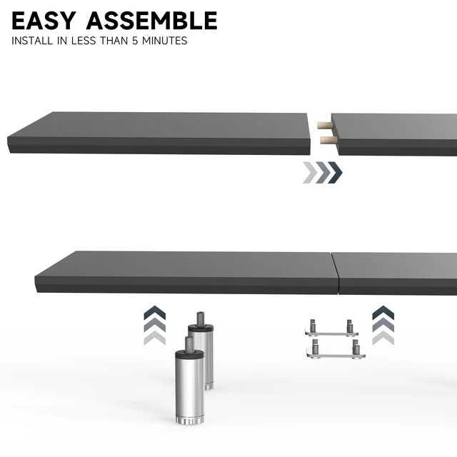 Alt view image 2 of 5 - Fenge 39.4 Dual Monitor Stand with Height Adjustable Legs, Black