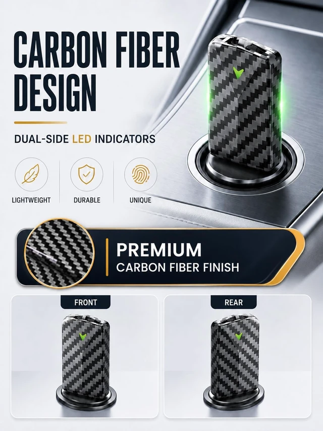 Alt view image 3 of 5 - PTGTO Wireless CarPlay Adapter - Convert Wired to Wireless, Fast Auto Connect and No Lag, Plug & Play USB with Gold-Plated Connector, Carbon Fiber Design, Compatible with iPhone 6 or Abo