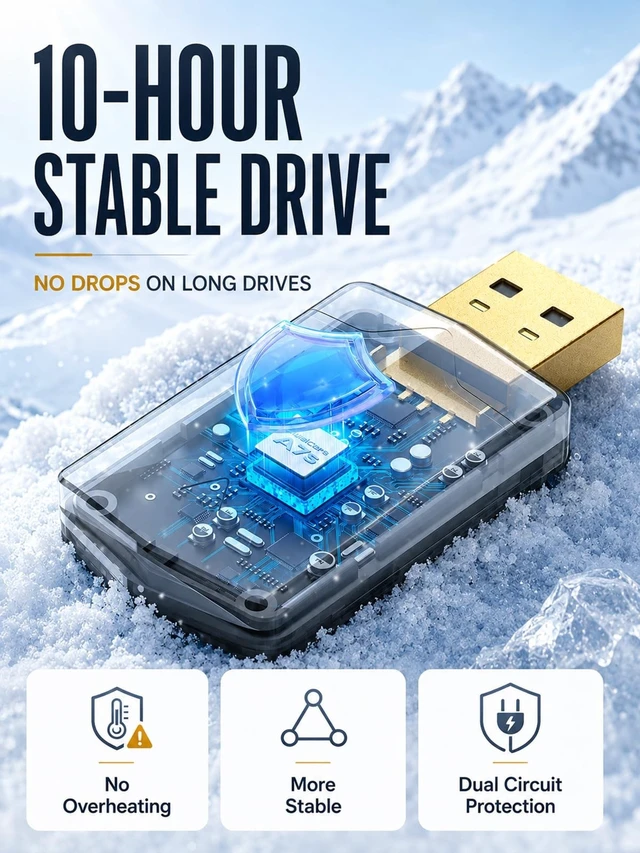 Alt view image 5 of 5 - PTGTO Wireless CarPlay Adapter - Convert Wired to Wireless, Fast Auto Connect and No Lag, Plug & Play USB with Gold-Plated Connector, Carbon Fiber Design, Compatible with iPhone 6 or Abo