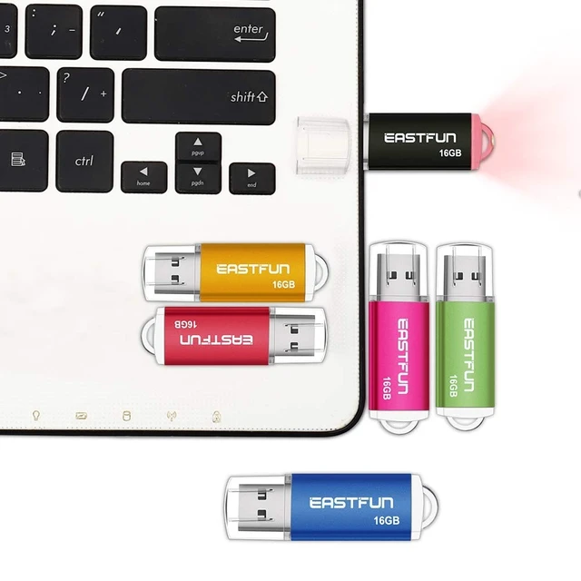 Alt view image 4 of 4 - EASTFUN 6 Pack 16GB USB 2.0 Flash Drive Memory Stick Thumb Drive, with LED Indicator, 6 Pcs Mix Colors: Rose/Red/Gold/Black/Green/Blue