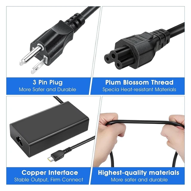 Alt view image 5 of 5 - SXLXQHG 100W USB-C Laptop Charger Compatible with Lenovo Yoga 9 9i 7 7i Slim 7Pro ThinkBook 16 15 IdeaPad 5 Pro 16 ADL100YLC3A ADL100YDC3A SA11D52396 GX21J75543 5A11J62105 Type C Power Adapter