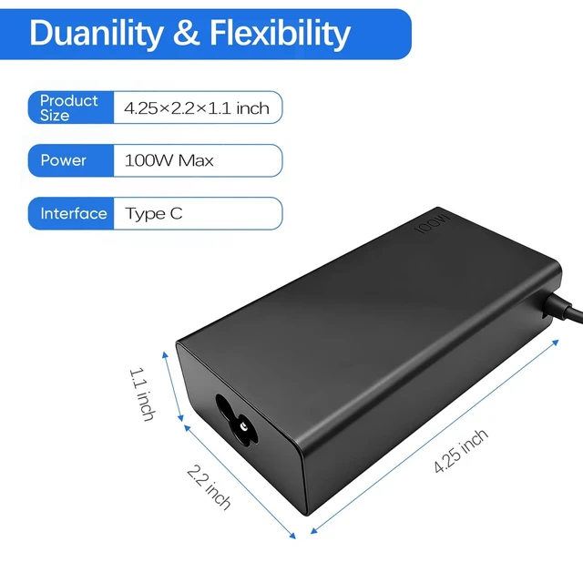 Alt view image 4 of 5 - SXLXQHG 100W USB-C Laptop Charger Compatible with Lenovo Yoga 9 9i 7 7i Slim 7Pro ThinkBook 16 15 IdeaPad 5 Pro 16 ADL100YLC3A ADL100YDC3A SA11D52396 GX21J75543 5A11J62105 Type C Power Adapter