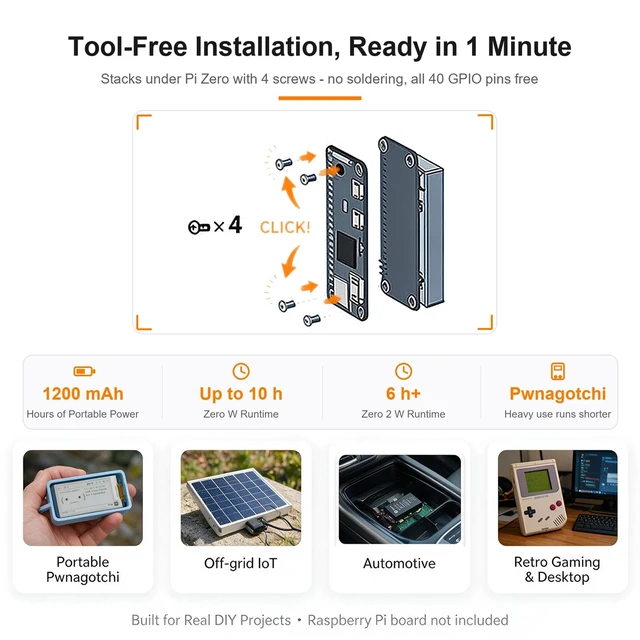 Alt view image 5 of 5 - PiSugar S 1200mAh UPS Battery for Raspberry Pi Zero 2 W/W/WH