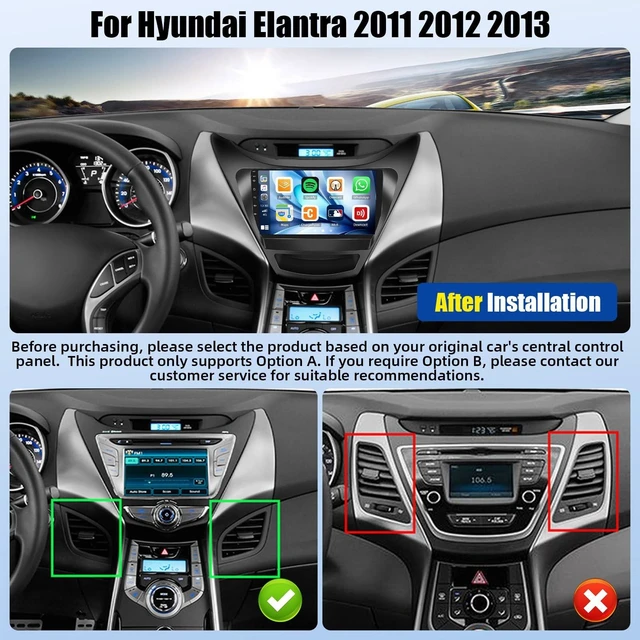 Alt view image 2 of 5 - Car Stereo for Hyundai Elantra 2011 2012 20139-inch IPS Screen with Wireless/Wired CarPlay & Android Auto, Mirror Link, Bluetooth, DSP, SWC, FM/RDS