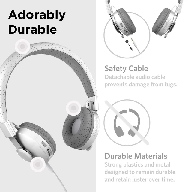 Alt view image 3 of 5 - LilGadgets On-Ear Bluetooth Headphones for School - Ages 4+, White, Untangled Pro - Volume-Limited SoftTouch Padding & Kids Wired Headphones w/Microphone - 12-Hour Playtime & 30 ft Range