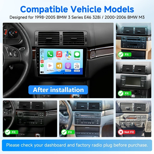 Alt view image 3 of 5 - VQU 8Core 9IN Car Stereo for BMW 325i 328i 330i M3 1998-2006