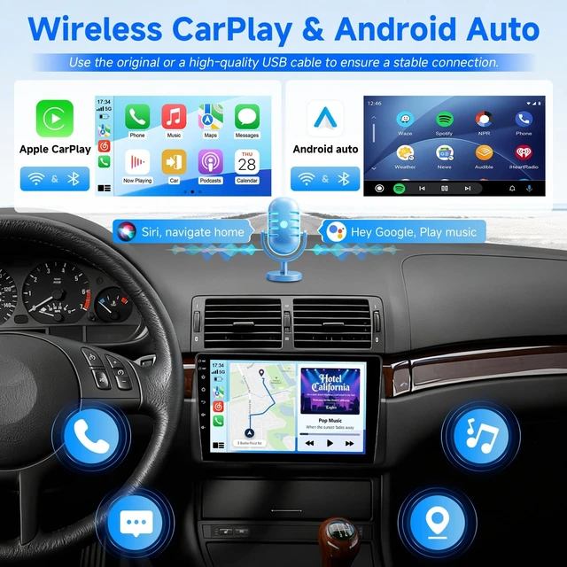 Alt view image 2 of 5 - VQU 8Core 9IN Car Stereo for BMW 325i 328i 330i M3 1998-2006