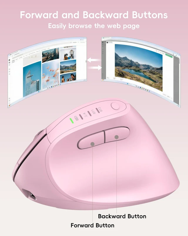 Alt view image 3 of 5 - My Little Pony Ergonomic Vertical Mouse, VM01 Dual-Mode (2.4GHz/Bluetooth) Wireless Silent Mouse with LED Battery Indicator, 6 Buttons Silent Clicking Mouse for Wrist Comfort, PC, Laptop, Mac (