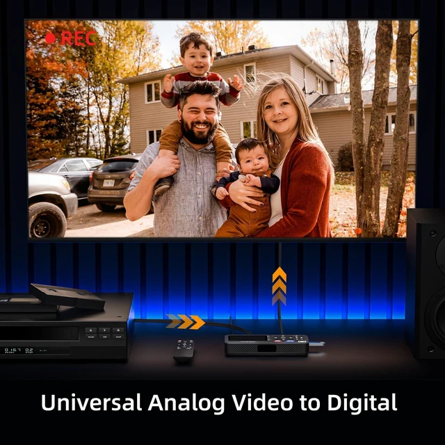 Alt view image 2 of 5 - Unisheen VHS to Digital Converter with Remote,Compatible with VHS, VCR, DVR, DVD, Cassette, Hi8, Mini DV, Camcorder, Gaming Consoles(VCR, VHS/DVD Player, Camcorder Required)