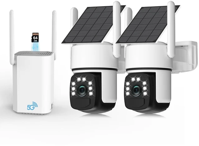 Main image of Solar Security Cameras Wireless Outdoor,2 Cam-Kit,Solar-Powered,No Subscription,Home Security Cameras System with 4MP Color Night Vision,Auto Tracking,Spotlight & Siren,64GB Memory Card, 2.4 &