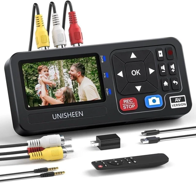 Main image of Unisheen VHS to Digital Converter with Remote,Compatible with VHS, VCR, DVR, DVD, Cassette, Hi8, Mini DV, Camcorder, Gaming Consoles(VCR, VHS/DVD Player, Camcorder Required)