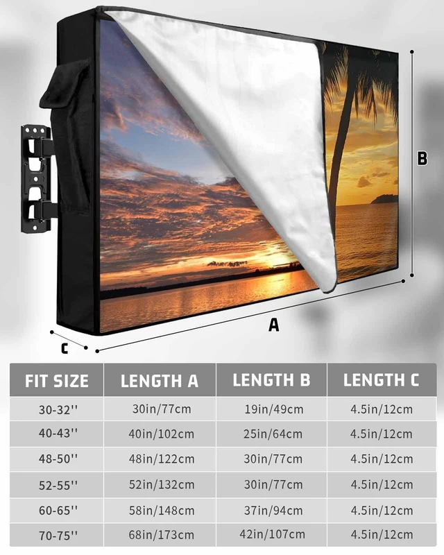 Alt view image 2 of 5 - DOME-SPACE Summer Ocean Beach Sunset Landscape Outdoor TV Cover for Outside Flat Screen Televisions, Palm Tree Scenery Weatherproof TV Screen Protector with Zipper for 40 to 43 Inch Screens