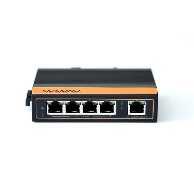 Alt view image 5 of 5 - WIWAV WP1105-5GE-I 10/100/1000Mbps Unmanaged 5-Port PoE Gigabit Industrial Ethernet Switches with DIN Rail/Wall-Mount (UL Listed, IP40, -40 to 85)