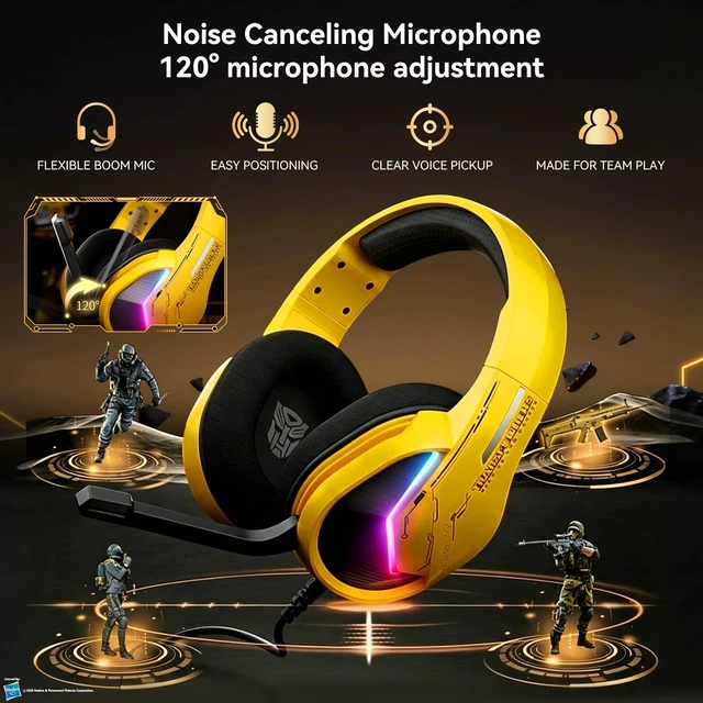 Alt view image 3 of 5 - Transformers Wired Gaming Headset with Mic for PC PS4 PS5 Xbox One Switch