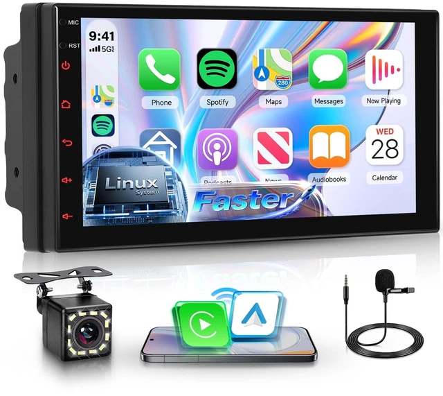 Main image of MAHVEC 7'' Double Din Car Stereo with CarPlay Android Auto/Mirror Link