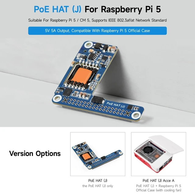 Alt view image 3 of 5 - KLAYERS POE HAT Acce A J,Compatible with RPI 5 / CM5, Stable Performance,5A Output, Isolated Switched-Mode Power Supply,with RPi 5 Case (with Cooling Fan)