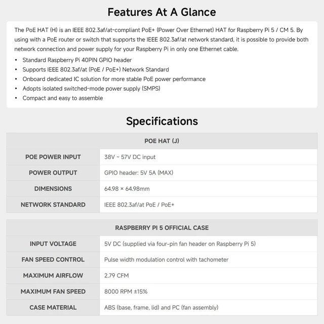 Alt view image 4 of 5 - KLAYERS POE HAT Acce A J,Compatible with RPI 5 / CM5, Stable Performance,5A Output, Isolated Switched-Mode Power Supply,with RPi 5 Case (with Cooling Fan)