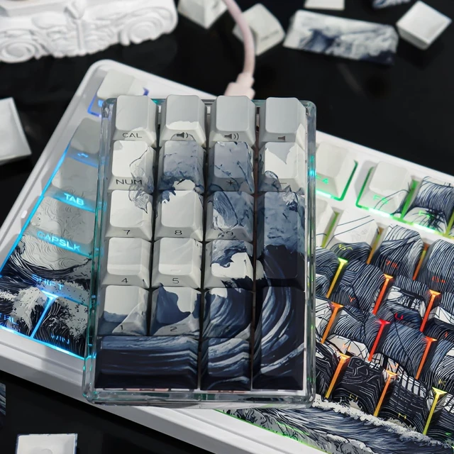 Alt view image 4 of 5 - Sunzit PBT Keycaps-Ocean Waves, Side Printed Keycap Set