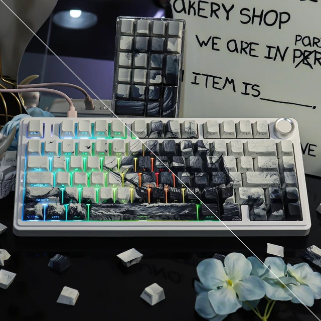 Alt view image 2 of 5 - Sunzit PBT Keycaps-Ocean Waves, Side Printed Keycap Set